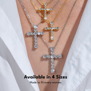 Collar <span class=keywords><strong>con</strong></span> Colgante <span class=keywords><strong>de</strong></span> <span class=keywords><strong>Cruz</strong></span> <span class=keywords><strong>de</strong></span> Moissanita VVS <span class=keywords><strong>de</strong></span> 1.4CT 3.2CT 4.3CT para Hombre y Mujer <span class=keywords><strong>con</strong></span> Cadena <span class=keywords><strong>de</strong></span> Plata Esterlina 925 Chapada en <span class=keywords><strong>Oro</strong></span> <span class=keywords><strong>de</strong></span> 14K - Product Image 4