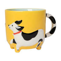 Mug en céramique fait main de designer, motif chien de dessin animé mignon, luxe léger haut de gamme, compatible lave-vaisselle et micro-ondes, décoration d'intérieur