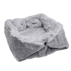 Compra al por mayor: Cama redonda de felpa lavable 2 en 1 a rayas para mascotas – Cueva para gatos y colchoneta cálida para cachorros, reptiles - Product Image 4