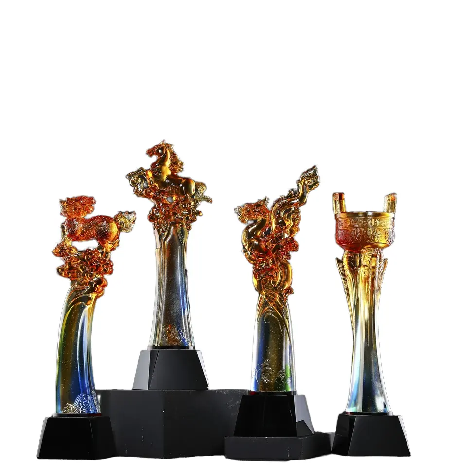 High-Grade Custom Glass Crystal Trophy Sports Award Plaque Decoration for Sending to Loyal Customers and Friends