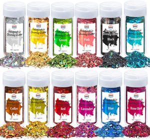 Mélange de paillettes holographiques épaisses, ensemble exclusif de paillettes en polyester, poudre réutilisable, imperméable, écologique, pour artisanat, maquillage, décoration - Product Image 1