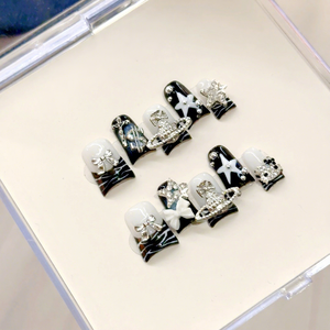 <span class=keywords><strong>Uñas</strong></span> postizas acrílicas hechas a mano, <span class=keywords><strong>cortas</strong></span>, con diseño de pata de pato, con dijes 3D para uso diario, <span class=keywords><strong>uñas</strong></span> postizas con diseño de personajes, hechas a mano - Product Image 6