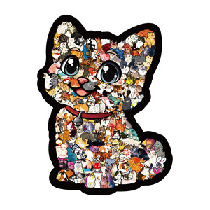 Wacocetoy Puzzle en bois chat persan 135 pièces avec cadre pour jouet de décompression - Product Image 1