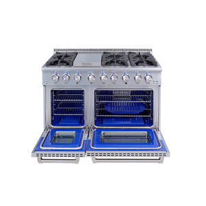 Cuisinière à gaz <span class=keywords><strong>double</strong></span> <span class=keywords><strong>four</strong></span> de 48 pouces avec 6 brûleurs en acier inoxydable sans fumée pour usage domestique, comprend un <span class=keywords><strong>four</strong></span> vapeur - Product Image 2