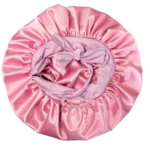 Gorro de seda para dormir para mujer, gorro de satén, gorro de pelo forrado de satén de doble capa con banda de corbata, Pelo Rizado - Product Image 3