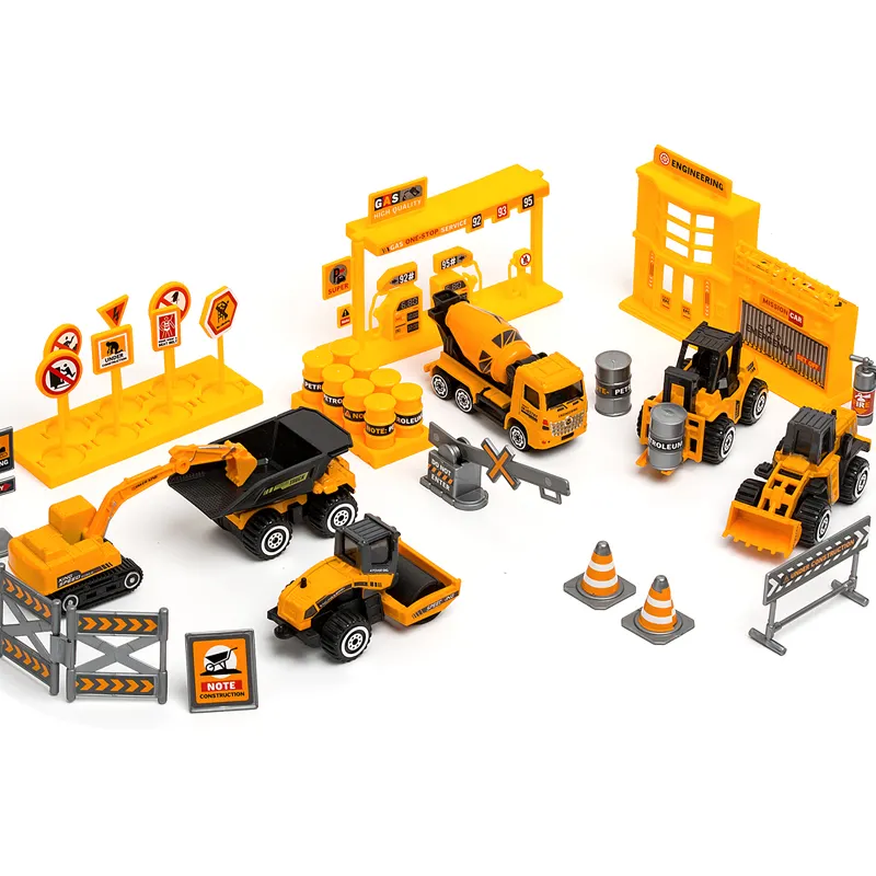 Simülasyon şehir inşaat mühendislik kamyon 15 adet aksesuarları küçük araba döküm alaşım araba oyun seti çocuklar için