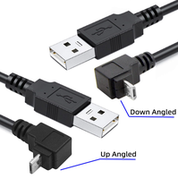 Kabel Data & Pengisian Daya USB 2.0 Tipe-A ke Micro USB 2.0 Tipe 5Pin Sudut 90 Derajat (Atas & Bawah) 480Mbps untuk Ponsel, Tablet, Komputer