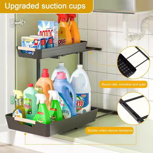Nuovo Organizzatore Scorrevole Regolabile a 2 Livelli in Metallo per <span class=keywords><strong>Cucina</strong></span>, Cesto Estraibile Sottolavello con Armadietto Contenitore - Product Image 5