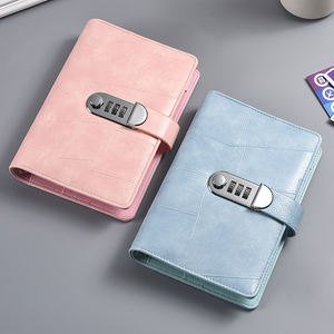 Cubierta de cuero impresión personalizada A6 carpeta recargable cuaderno de presupuesto diarios planificador diario con libro de trabajo de bloqueo de combinación - Product Image 4