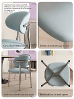 Chaise de salle à manger en cuir moderne de style mid-century |   Design ergonomique avec dossier incurvé sans accoudoirs |   Chaise d'appoint minimaliste pour hôtel