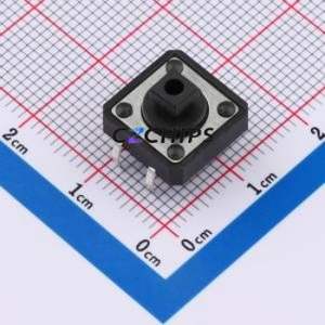 HX 12x12x7.3CJFT-B Tactile Switch DIP-4P,11.8x11.8mm Switch Single Pole Single Throw Square Button 2.5N Through Hole - Product Image 1
