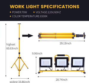 Lampes de travail à LED chaudes avec support réglable et trépied pliable, éclairage de travail à LED - Product Image 4