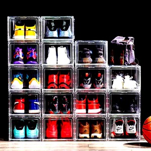 Boîte de rangement <span class=keywords><strong>transparente</strong></span> pliable pour chaussures, nouvelle collection, bon marché, en plastique, empilables, côté et avant, - Product Image 4