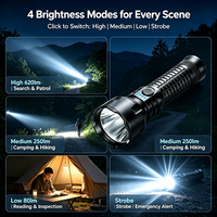Lampe torche LED 10W haute luminosité en alliage d'aluminium, étanche IP66, batterie 21700, rechargeable par USB, pour camping en extérieur, logo personnalisé