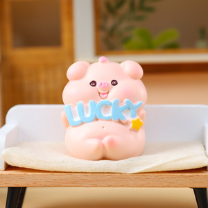 <span class=keywords><strong>Petites</strong></span> décorations en résine de cochon Pipi, style dessin animé mignon, directement de l'usine, pour cadeaux d'anniversaire à des amis, avec possibilité de personnalisation pour cheveux - Product Image 4