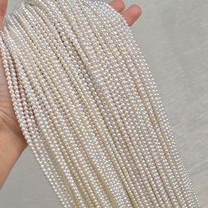 Collier de perles d'eau douce naturelles blanches de 3 à 3,5 mm, semi-finies, pour la fabrication de bijoux faits main, perles en vrac - Product Image 1