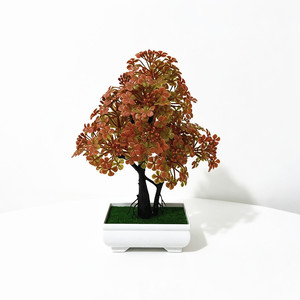 Bonsaï artificiel Paulon Palmier châtaignier nain 24 cm de haut en plastique pour décoration intérieure, pot de fleurs vert, blanc, rose, violet, rouge - Product Image 5