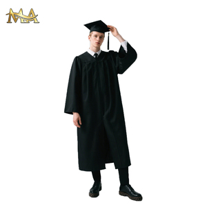 Abito di laurea classico Unisex personalizzato e berretto per adulti università per celebrare abiti di laurea neri blu reale opachi - Product Image 1