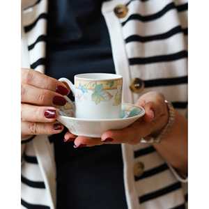 Service à café Richard Ginori Lago Impero 12 tasses, vaisselle décorée de fleurs pastel - Product Image 2