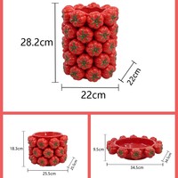 Grand bol à tomates en céramique émaillée colorée, style nordique 3D réaliste, plateau à fruits rouge très esthétique pour salon