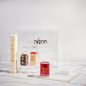 Caja de exhibición de acrílico transparente personalizada para el ritual de Havdalah |   Estuche de Almacenamiento para <span class=keywords><strong>Ceremonia</strong></span> de Shabat en Lucite con Letras Hebreas Doradas - Product Image 2
