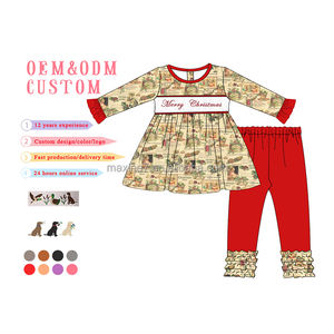 Marry Christmas Broderie Smocké Vêtements pour <span class=keywords><strong>enfants</strong></span> Vente en gros Ensemble de tenues pour filles à manches longues <span class=keywords><strong>2</strong></span> pièces - Product Image 6