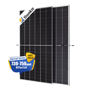 แผงโซลาร์เซลล์แบบโมโนคริสตัลไลน์ชนิด N แบบฮาล์ฟเซลล์ กำลังไฟ 730W 750W แบบสองหน้ากระจกสองชั้น สำหรับบ้าน - Product Image 1