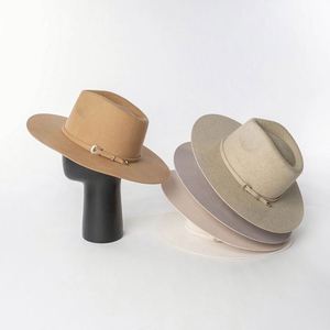 Sombrero Fedora de Fieltro de Lana 100% de Alta Calidad - Ala Ancha y Rígida, Color Sólido, Unisex, para Pesca y Eventos de Negocios, Venta al por Mayor - Product Image 1