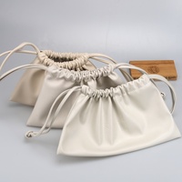 Pochette Cosmétique à Cordon en Cuir PU Gaufré Sur Mesure pour Femme, Beige, Sac de Rangement et Maquillage de Luxe, Idéal Cadeau