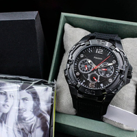 Montre chronographe à quartz multifonction pour homme avec bracelet en silicone, date, jour, sous-cadran, aiguilles luminescentes