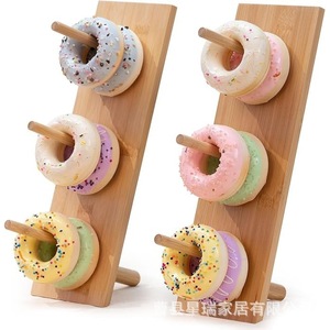 Exhibidor de Donuts de Madera, Soporte de Almacenamiento de Alimentos para Fiestas, Color Madera Natural - Product Image 3