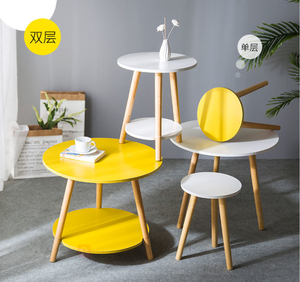 Mesa auxiliar de madera para sala de estar, mesa de centro con bandeja redonda y pata de madera sólida, moderna, escandinava, precio de fábrica - Product Image 6