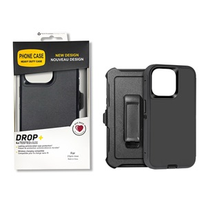 Housse de <span class=keywords><strong>téléphone</strong></span> à clip de <span class=keywords><strong>ceinture</strong></span> de couleur noire American Hotsale Defender pour iPhone 16 15 14 13 avec 360 rotation Kickstand Combo Phone Cover - Product Image 3