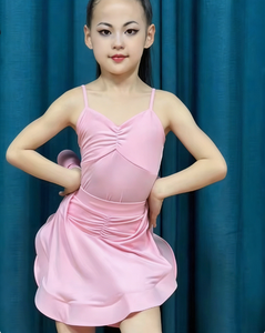 Top in pizzo per <span class=keywords><strong>danza</strong></span> latina con gonna, scollatura sulla schiena, senza maniche, per Samba, Rumba, Chacha, costume professionale per bambini - Product Image 2