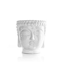 Bougie parfumée en céramique de luxe, design tête de Bouddha, pot électroplaqué, décoration zen pour la maison, cadeau, logo personnalisé, ODM, faible MOQ