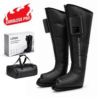 Bottes de compression pneumatiques personnalisées Y16 avec logo, fonction chauffante, rechargeables, 200 mmHg, écran LCD, masseur de jambes portable sans fil