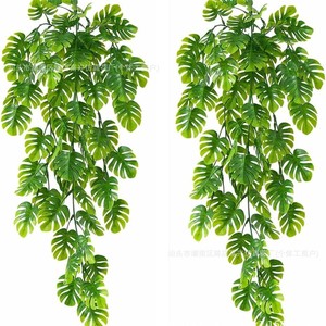 Artificial Monstera <b>Leaf</b> Vine <b>Wall</b> Hanging Green Plant Indoor Outdoor <b>Decoration</b> Soft Plastic Bouquet - Product Image 1