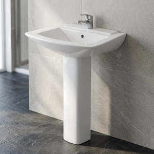 Ensemble de salle de bain design blanc Toilette et lavabo sur pied complets en céramique blanche chinoise Articles sanitaires en porcelaine - Product Image 5