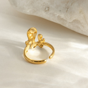 Bague unisexe en or liquide plaqué or, motif géométrique, incrustation simple, bijou tendance, cadeau - Product Image 4