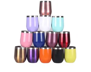Hot sale custom coating tumbler wine cup egg shape wine tumbler with lid for wedding