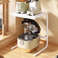 Prix de gros Cuiseur à riz à double étage pour cuisine, étagère de rangement pour friteuse à air Four à micro-ondes d'angle Étagère de rangement en acier au carbone