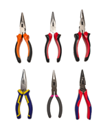 Pince à bec effilé multi-usage, dentelée, qualité industrielle, en acier au carbone, coupe-fil, poignée souple en plastique, OEM, 6 pouces, métrique