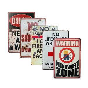 Bán hàng nóng cảnh báo tài sản tuần tra nhà sản xuất bán buôn hình chữ nhật hình dạng tùy chỉnh khác nhau dấu hiệu phong cách Kim Loại Logo cá nhân - Product Image 3