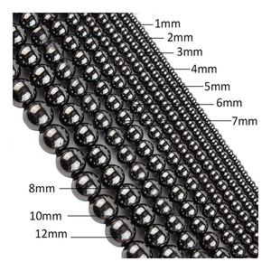 Hématite naturelle lisse et à facettes, perles rondes en vrac pour la fabrication de bijoux et de bracelets - Product Image 3