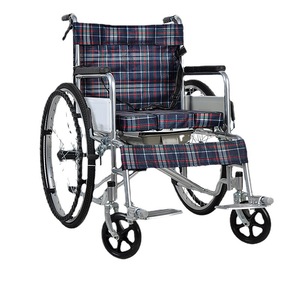 Fauteuil roulant manuel pliable en acier à haute teneur en carbone avec siège toilette, léger, chariot de soins de santé - Product Image 3
