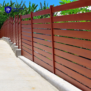 Ventes chaudes Panneaux <span class=keywords><strong>de</strong></span> clôture en aluminium à grain <span class=keywords><strong>de</strong></span> bois à lattes Trou carré Clôture <span class=keywords><strong>de</strong></span> sécurité résidentielle avec des capuchons <span class=keywords><strong>de</strong></span> poteau pour les allées les maisons - Product Image 2