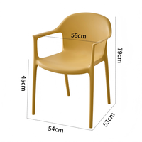 Chaise de salle à manger moderne en plastique PP avec accoudoirs, empilable, pour intérieur et extérieur, pour restaurant, café, usage domestique