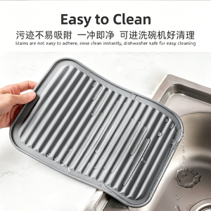 Tapete de Silicona para Escurrir Platos, Resistente al Calor, de Secado Rápido, Color Gris Azulado, para Cocina - Product Image 4