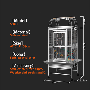 2024 en çok satan kuş kafesi paslanmaz çelik kuş gösterisi kafesleri papağan ve güvercin kuş evi - Product Image 6