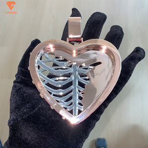 Mặt dây chuyền hình trái tim bằng kim cương Moissanite màu đỏ hồng tùy chỉnh, mạ vàng, trang sức Moissanite VVS - Product Image 4